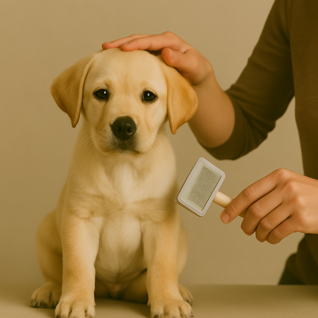 L'ECLAT CANIN Toilettage en cours – soins attentifs et personnalisés chez L’Éclat Canin dédié aux chiots