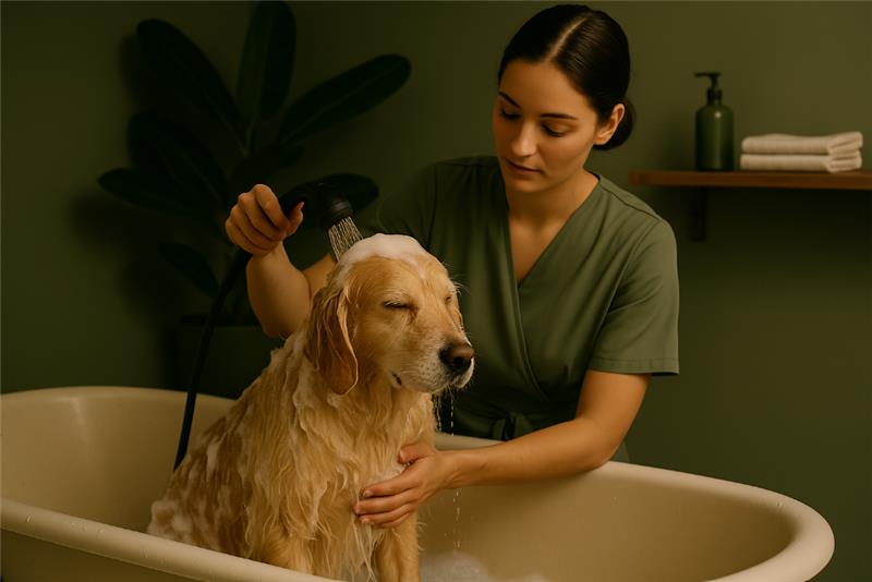 L'ECLAT CANIN Toilettage en cours – soins attentifs et personnalisés chez L’Éclat Canin - luminothérapie