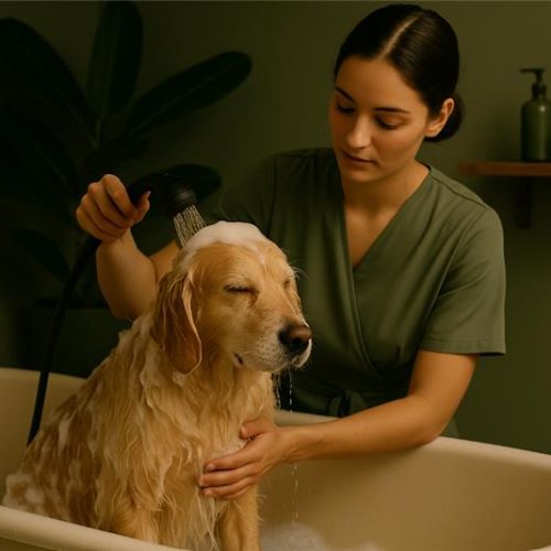 Toilettage en cours – soins attentifs et personnalisés chez L’Éclat Canin - luminothérapie